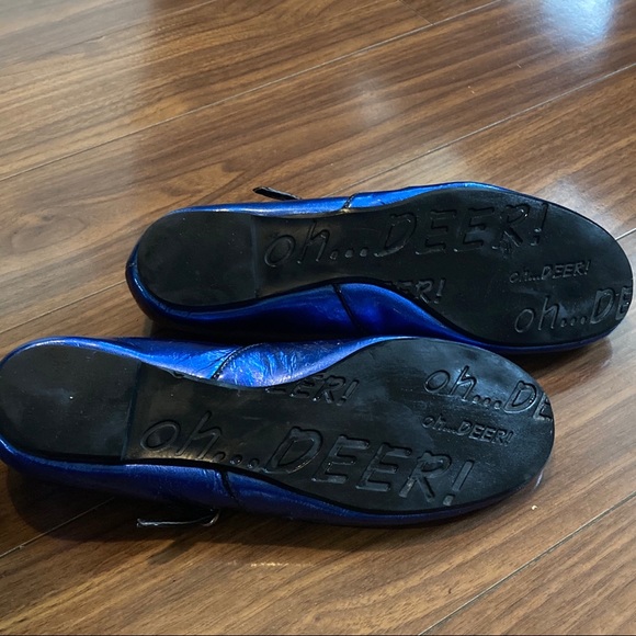 Blue T-Strap Ballet Flats size 6.5 - Oh Deer! - Picture 3 of 4